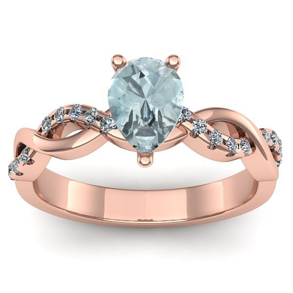 Inel de logodna cu aquamarin lacrima