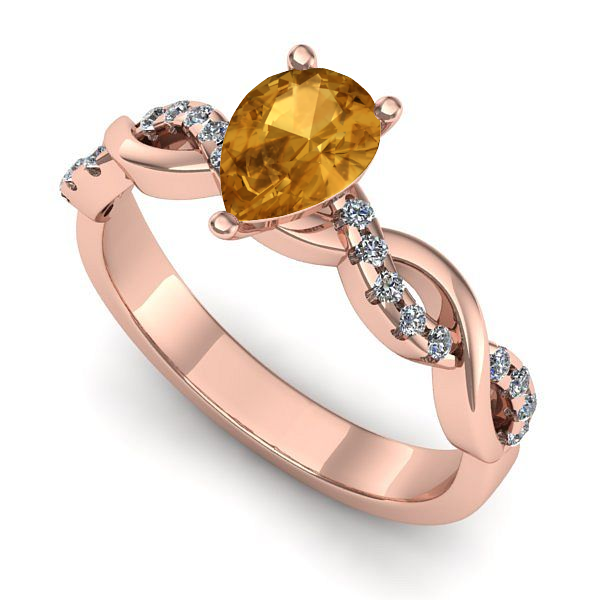 Inel de logodna din aur roz cu citrin
