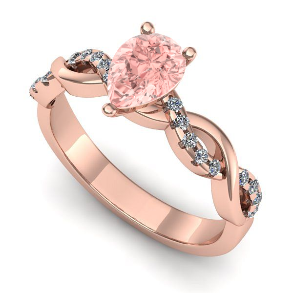 Inel logodna din aur roz cu diamant de laborator roz