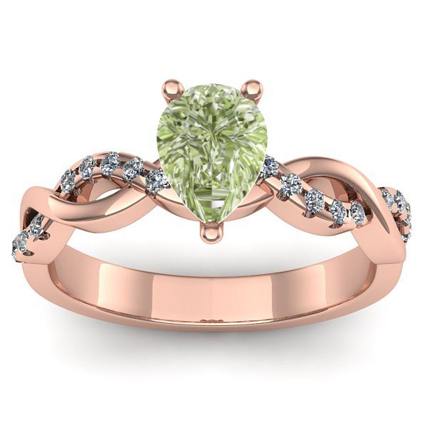 Inel logodna cu diamant de laborator verde lacrima
