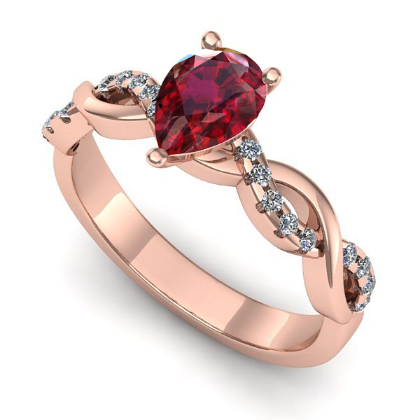 Inel logodna din aur roz cu rubin