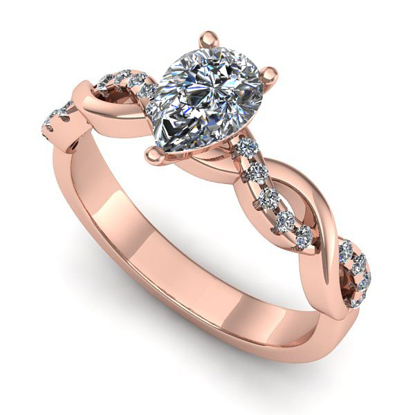 Inel logodna din aur roz cu diamant de laborator