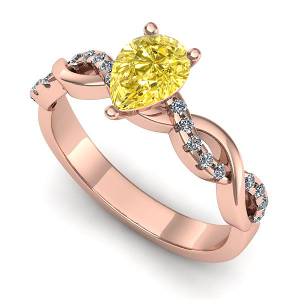 Inel din aur roz cu safir galben