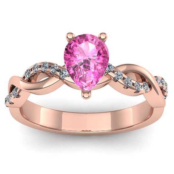Inel logodna cu safir roz lacrima