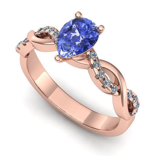 Inel din aur roz cu tanzanit