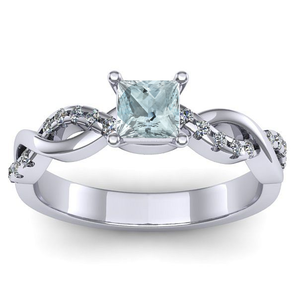 Inel cu aquamarin patrat