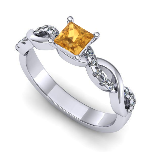 Inel de logodna din aur alb cu citrin