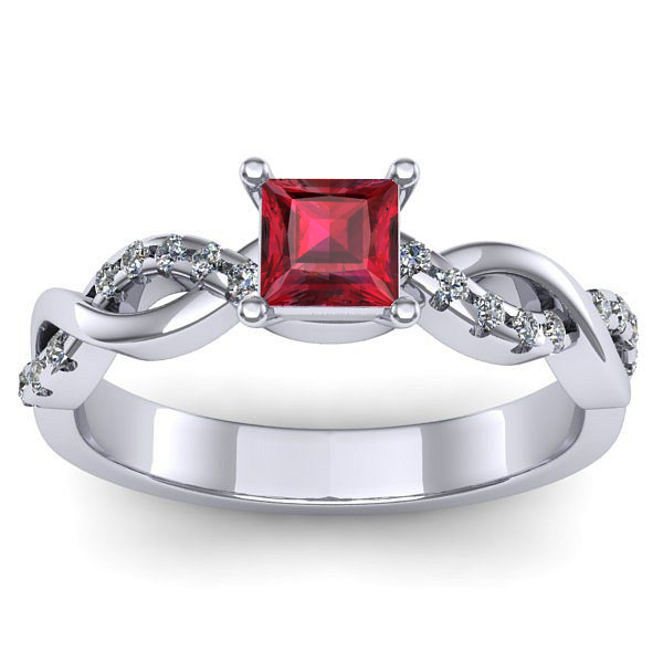 Inel cu rubin patrat