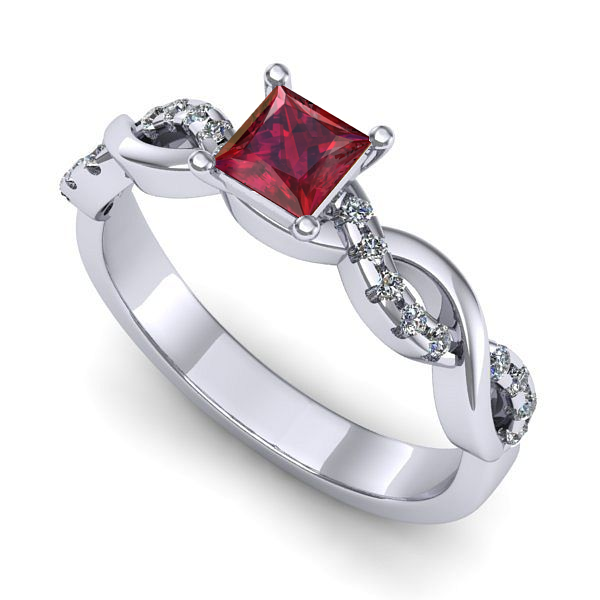 Inel din aur alb cu rubin