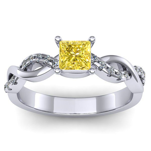 Inel de logodna cu safir galben patrat