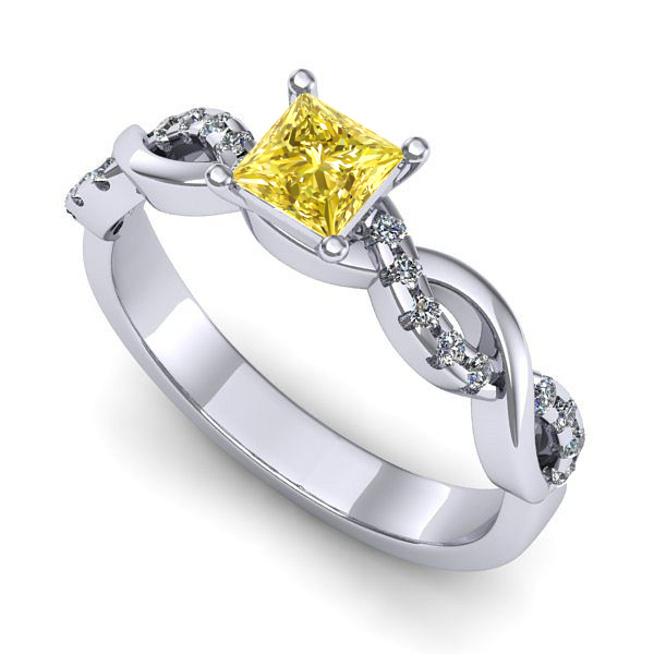 Inel din aur alb cu safir galben