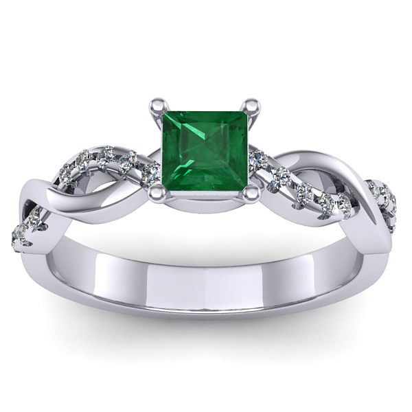 Inel de logodna cu smarald patrat