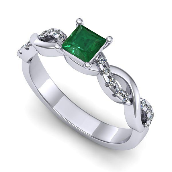 Inel din aur alb cu smarald