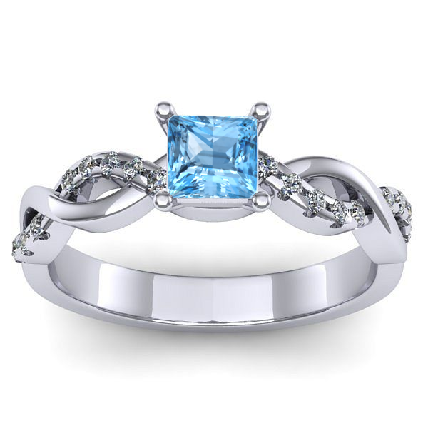 Inel logodna cu topaz blue patrat