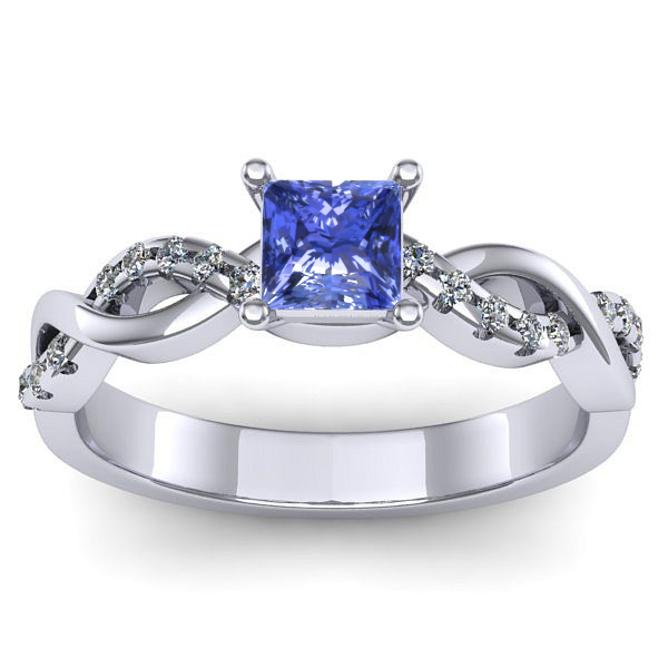 Inel de logodna cu tanzanit patrat