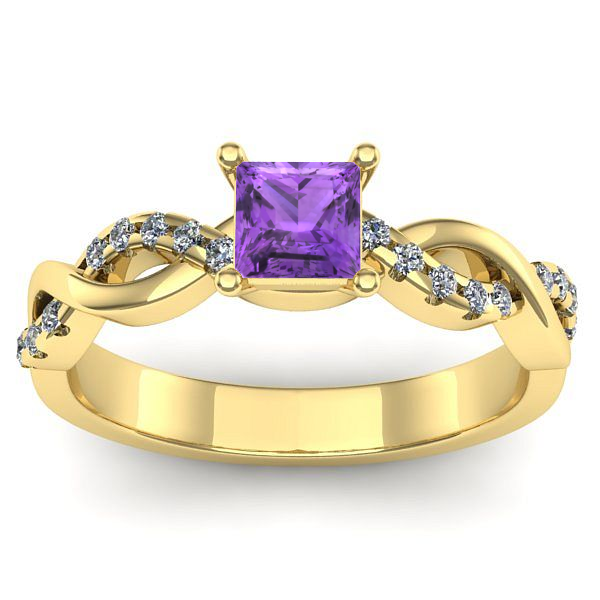 Inel cu ametist patrat