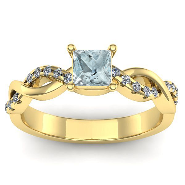 Inel logodna cu aquamarin patrat