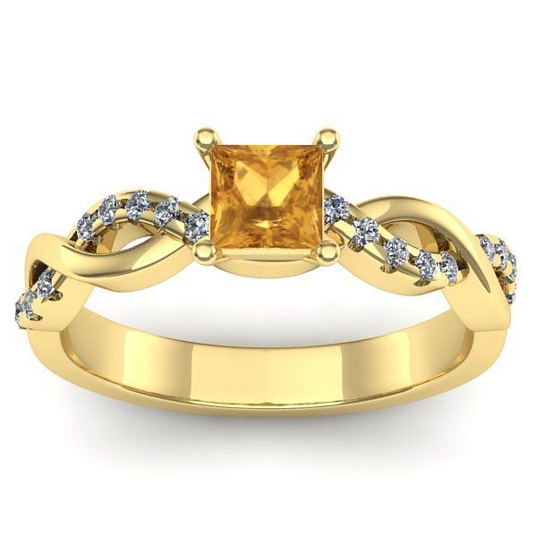 Inel cu citrin patrat