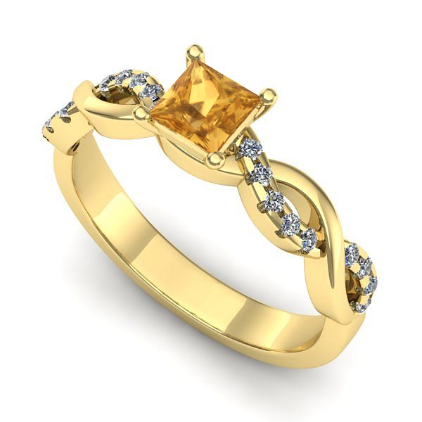 Inel de logodna din aur galben cu citrin