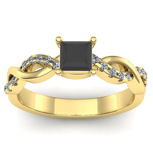 Inel de logodna cu diamant negru patrat