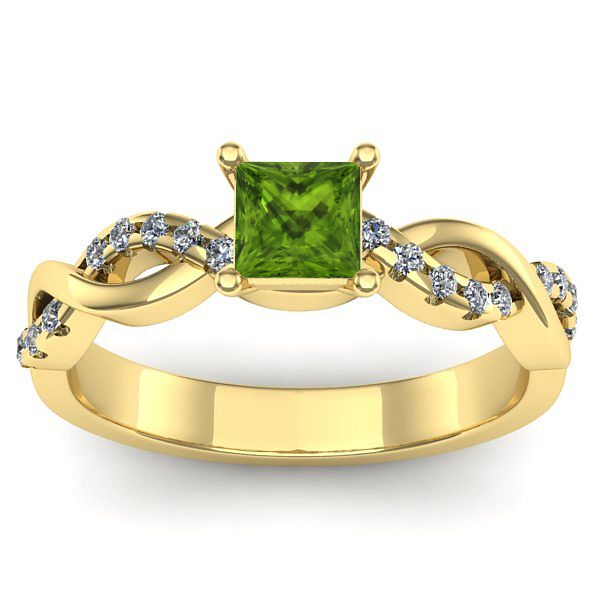 Inel cu peridot patrat