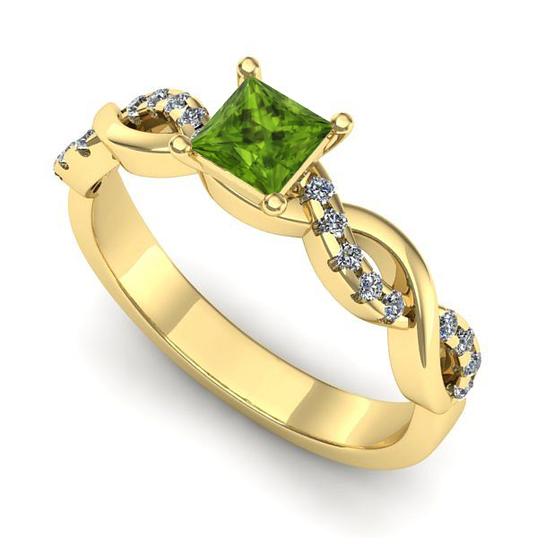 Inel logodna din aur galben cu peridot