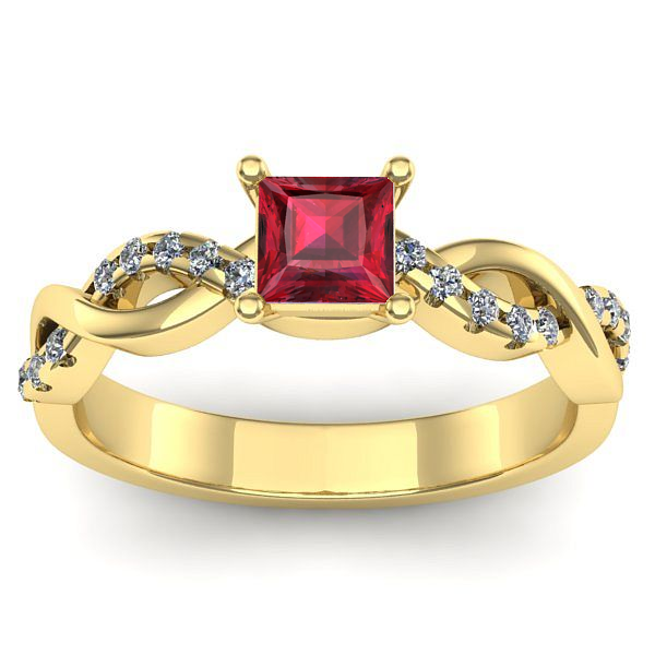 Inel de logodna cu rubin patrat