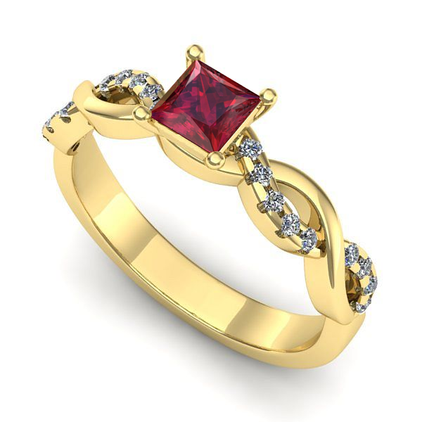 Inel de logodna din aur galben cu rubin