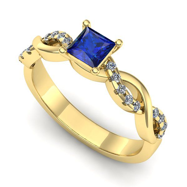 Inel de logodna din aur galben cu safir