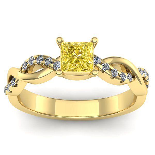 Inel de logodna cu safir galben patrat