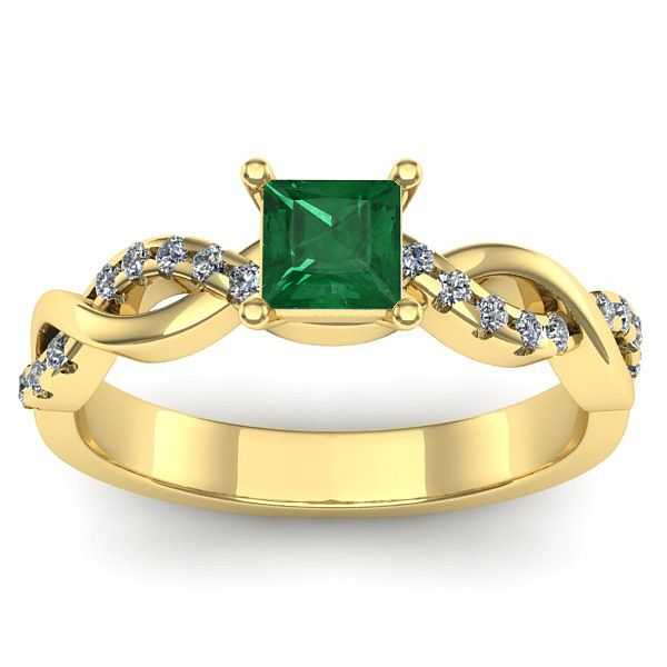Inel logodna cu smarald patrat