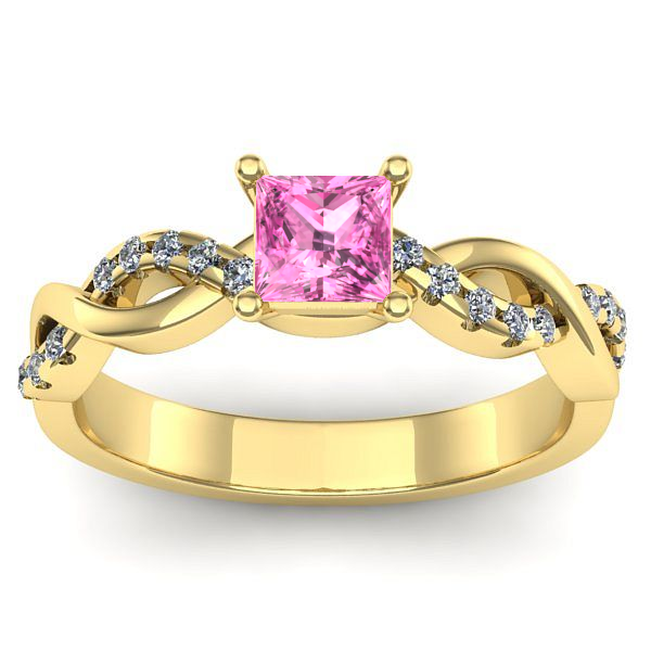 Inel de logodna cu safir roz patrat