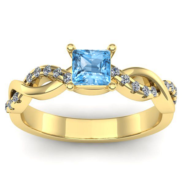 Inel de logodna cu topaz blue patrat