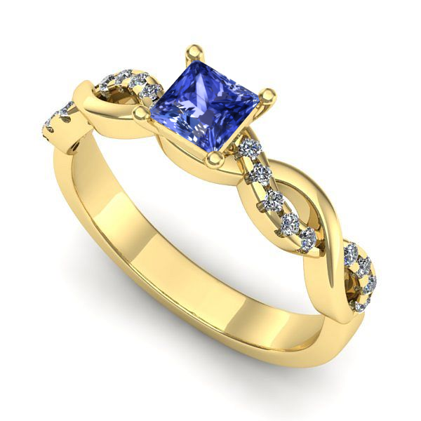 Inel logodna din aur galben cu tanzanit