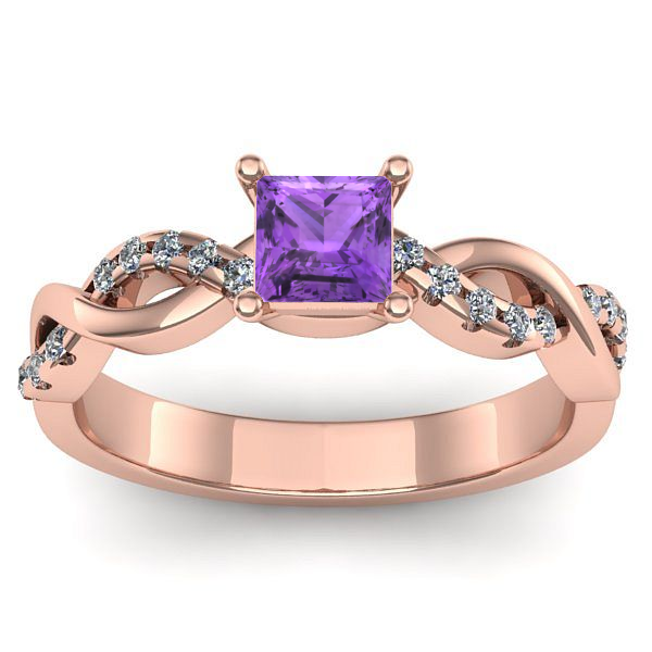 Inel logodna cu ametist patrat