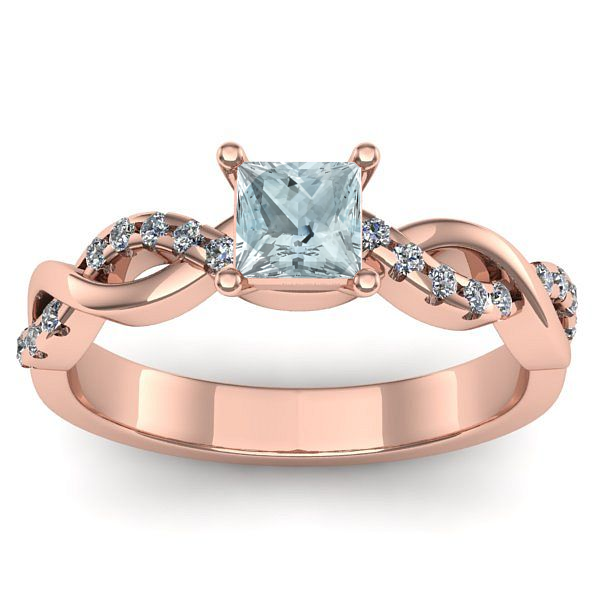 Inel de logodna cu aquamarin patrat