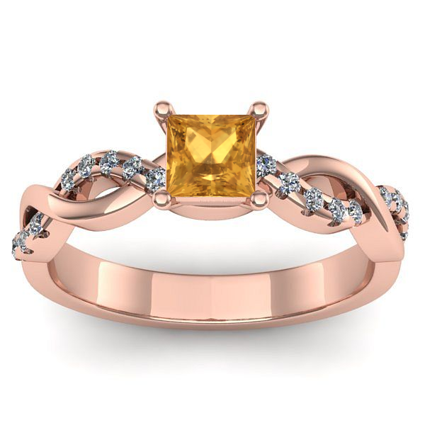 Inel cu citrin patrat