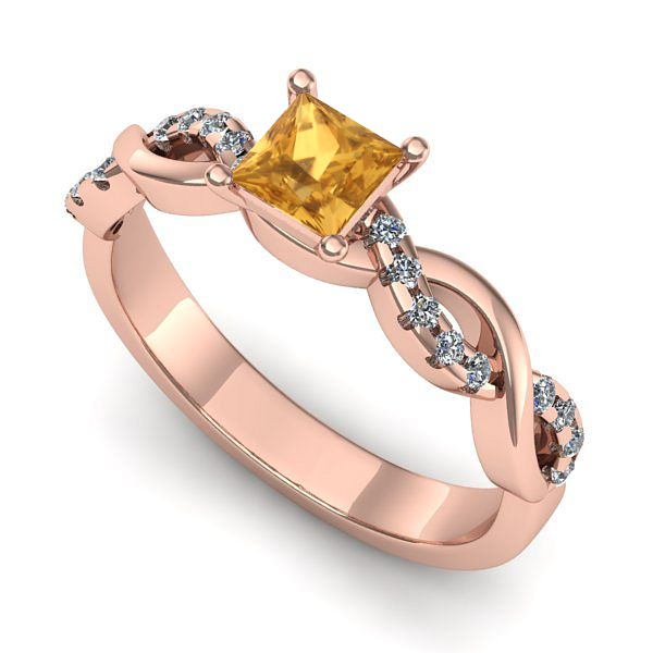 Inel de logodna din aur roz cu citrin