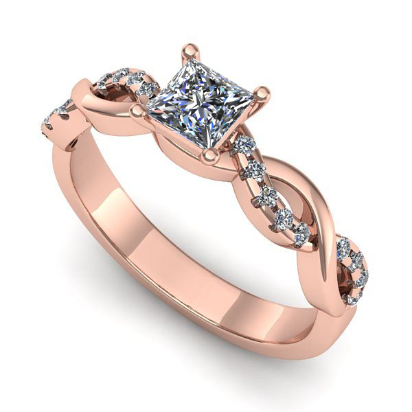 Inel logodna din aur roz cu diamant