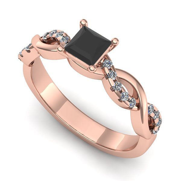 Inel logodna din aur roz cu diamant negru