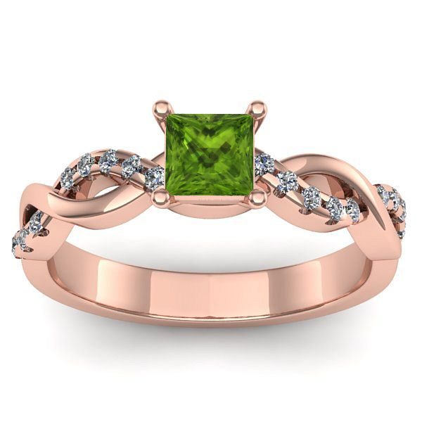 Inel logodna cu peridot patrat