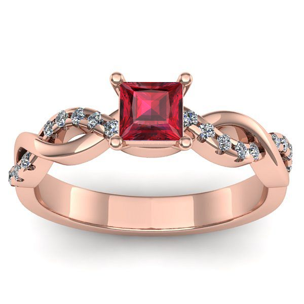 Inel cu rubin patrat