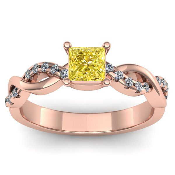 Inel logodna cu safir galben patrat