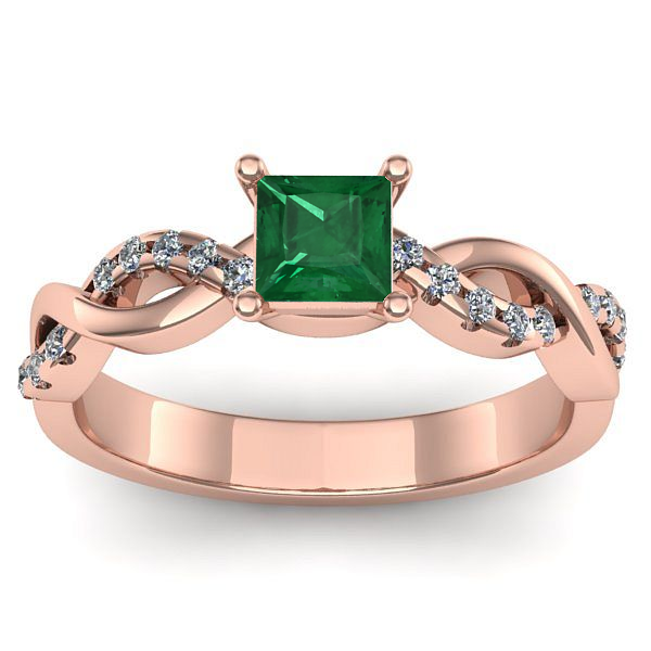 Inel logodna cu smarald patrat