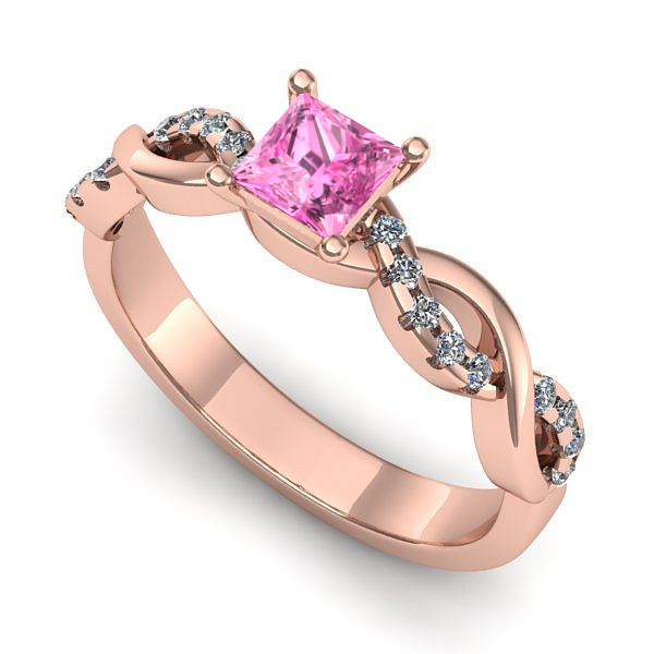 Inel din aur roz cu safir roz