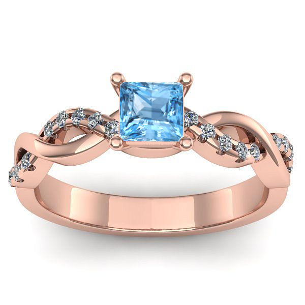 Inel de logodna cu topaz blue patrat