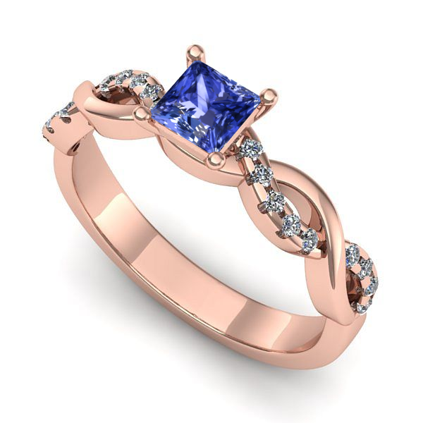 Inel de logodna din aur roz cu tanzanit
