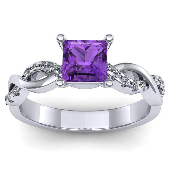 Inel de logodna cu ametist patrat