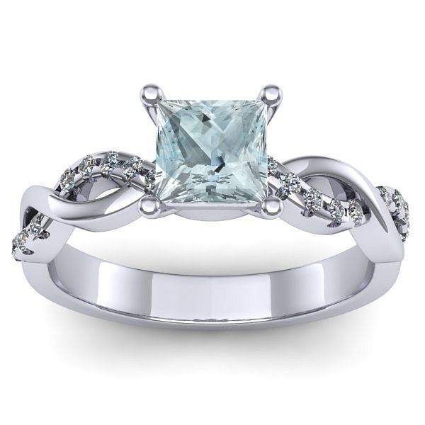 Inel cu aquamarin patrat