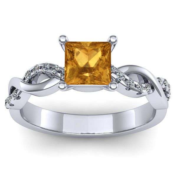 Inel logodna cu citrin patrat